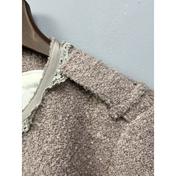 Banana Republic Blazer womens 10 Wool Blend Tweed Mauve lace trim Pockets - Picture 5 of 7